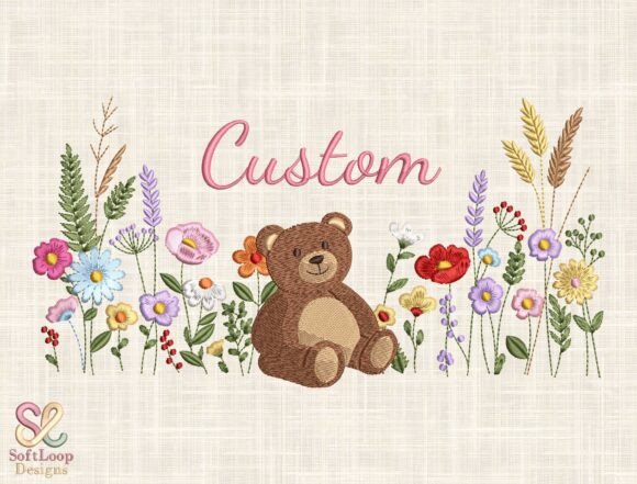 Review: Cute Teddy Bear Floral Embroidery Design