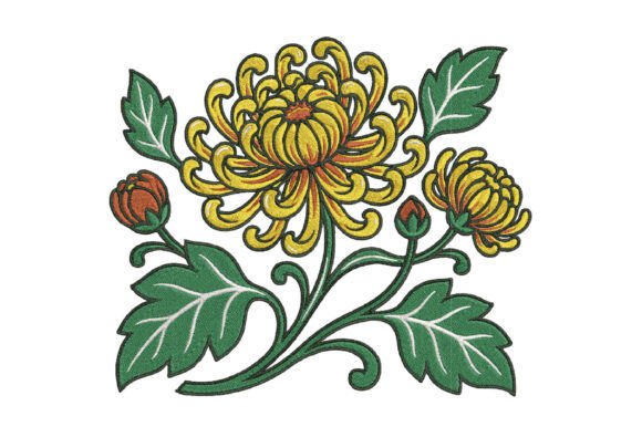 Review: Yellow Chrysanthemum Embroidery Design